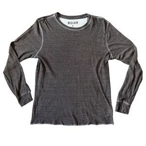 Reclaim Mens Charcoal Gray Heather Long Sleeve Thermal‎ Shirt FK002 Size M